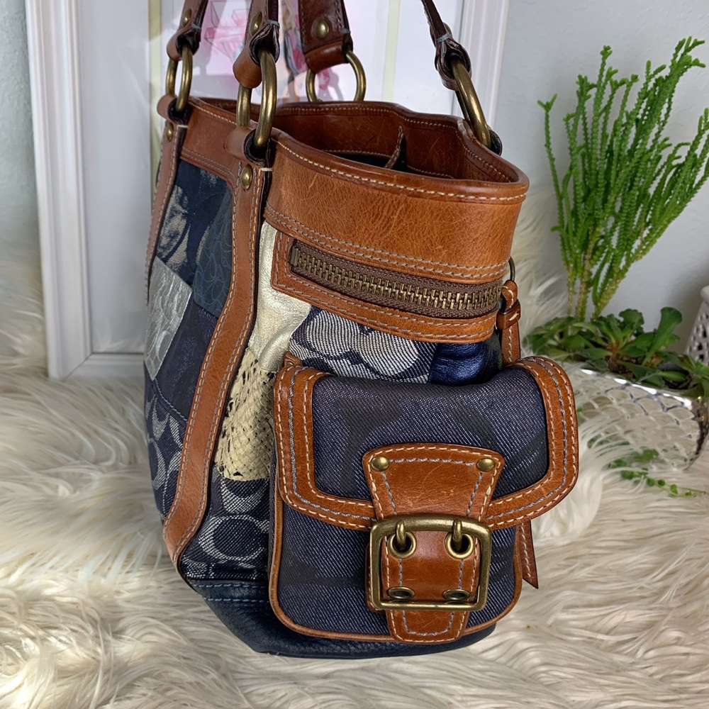 SOLD! Vtg COACH Leather Rare Patchwork handbag - Picture 6 of 8